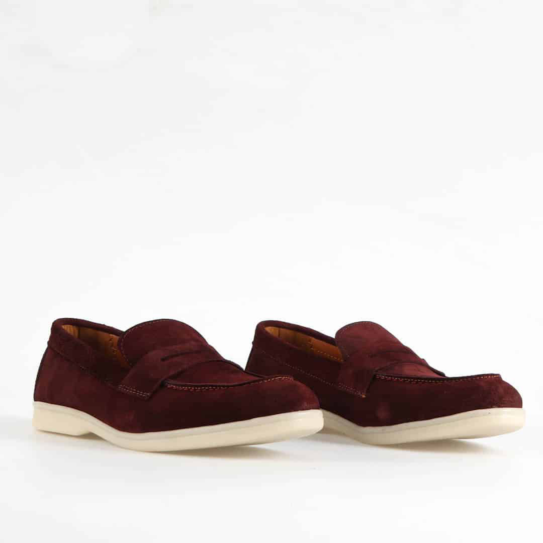Belcanto – Mocassins 100 % Daim Grenat.
