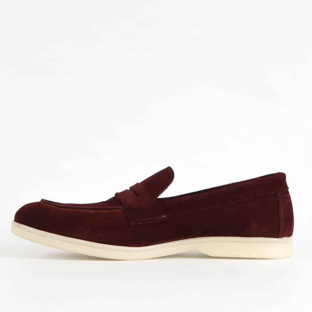 Belcanto – Mocassins 100 % Daim Grenat.