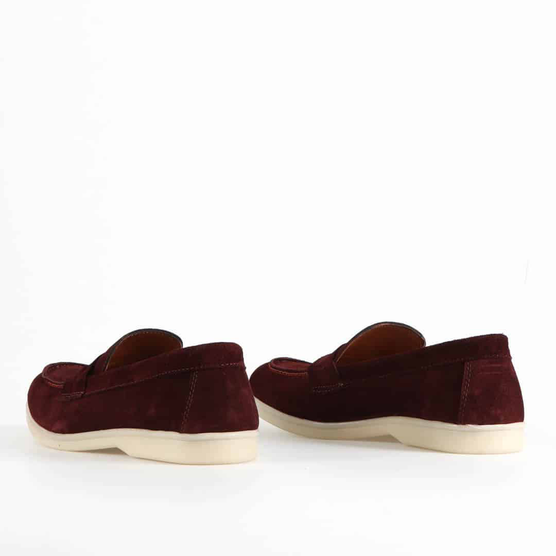 Belcanto – Mocassins 100 % Daim Grenat.