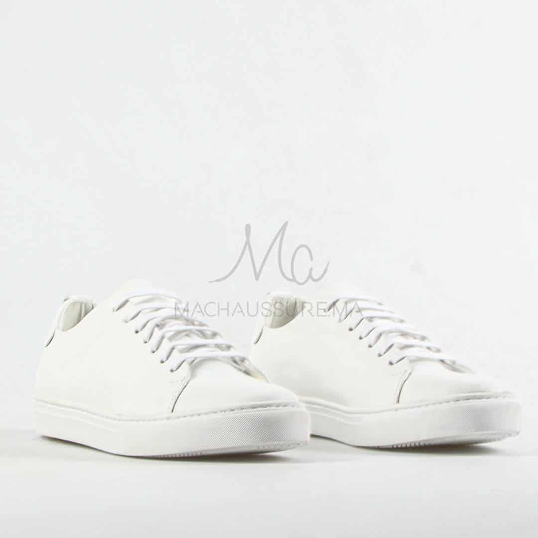 Lorenzo - Baskets Hommes 100% Cuir en Blanc.