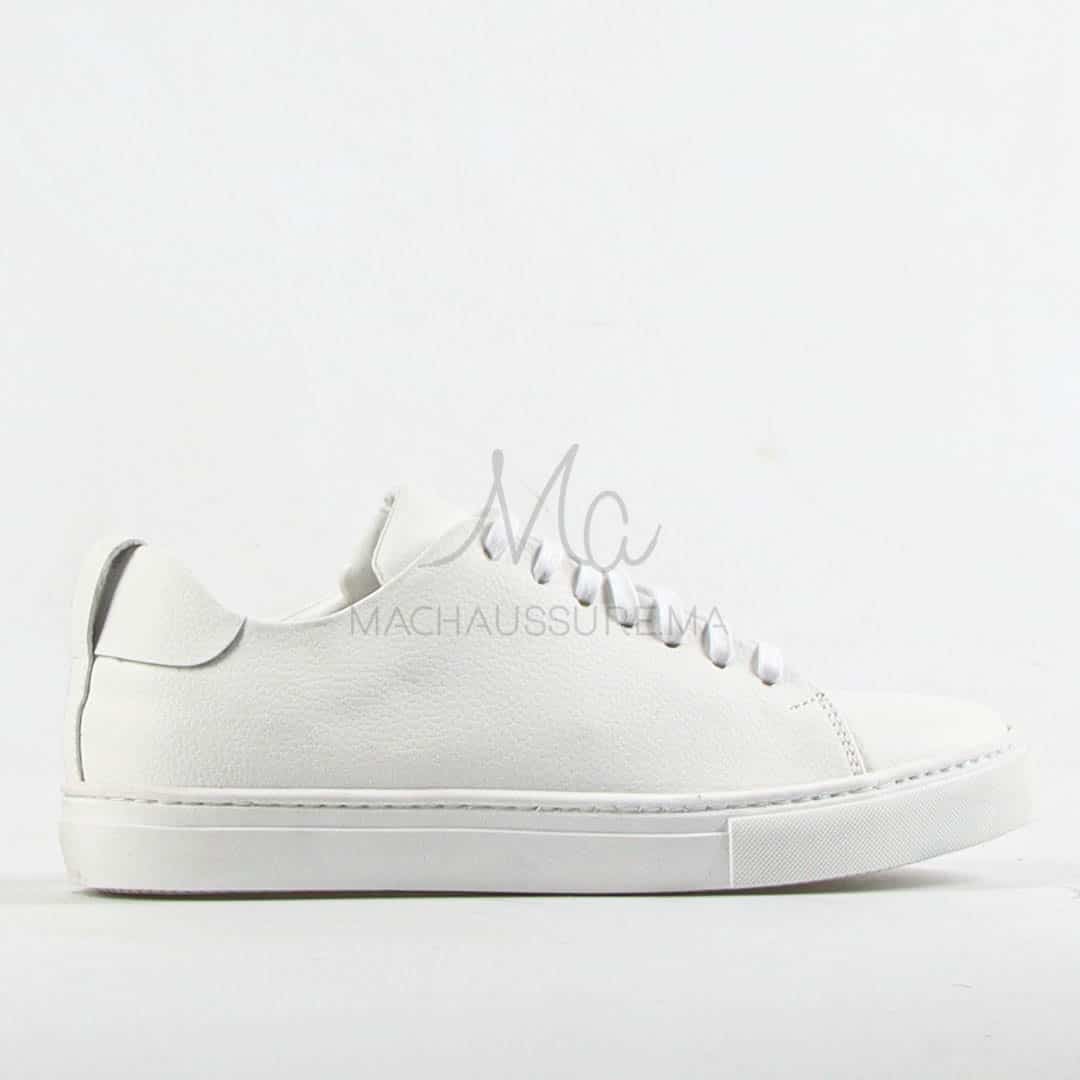 Lorenzo - Baskets Hommes 100% Cuir en Blanc.