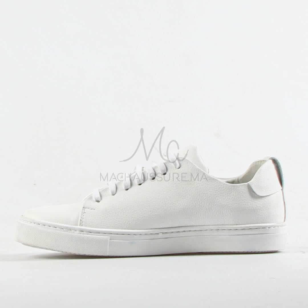 Lorenzo - Baskets Hommes 100% Cuir en Blanc.