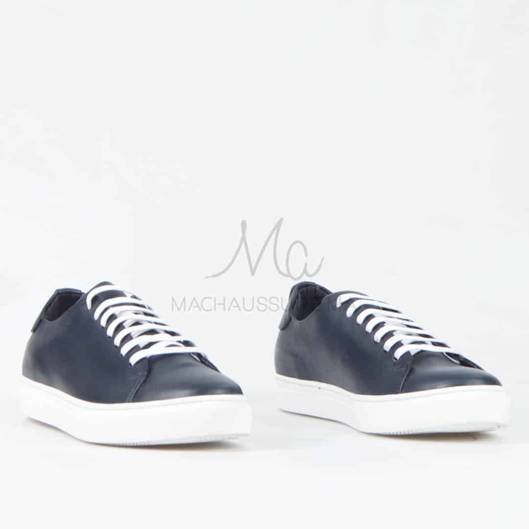 Lorenzo - Baskets Hommes 100% Cuir en Bleu.