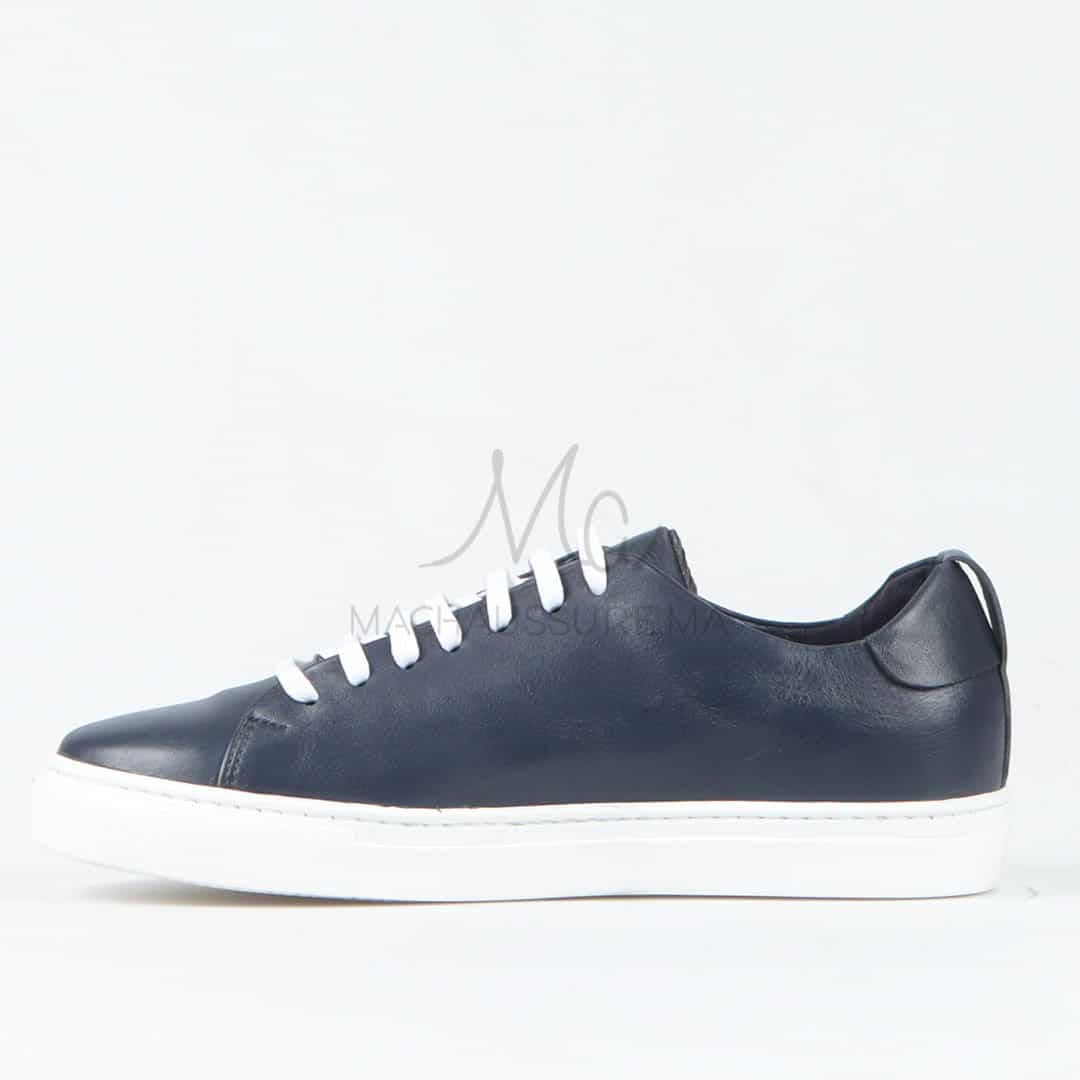 Lorenzo - Baskets Hommes 100% Cuir en Bleu.