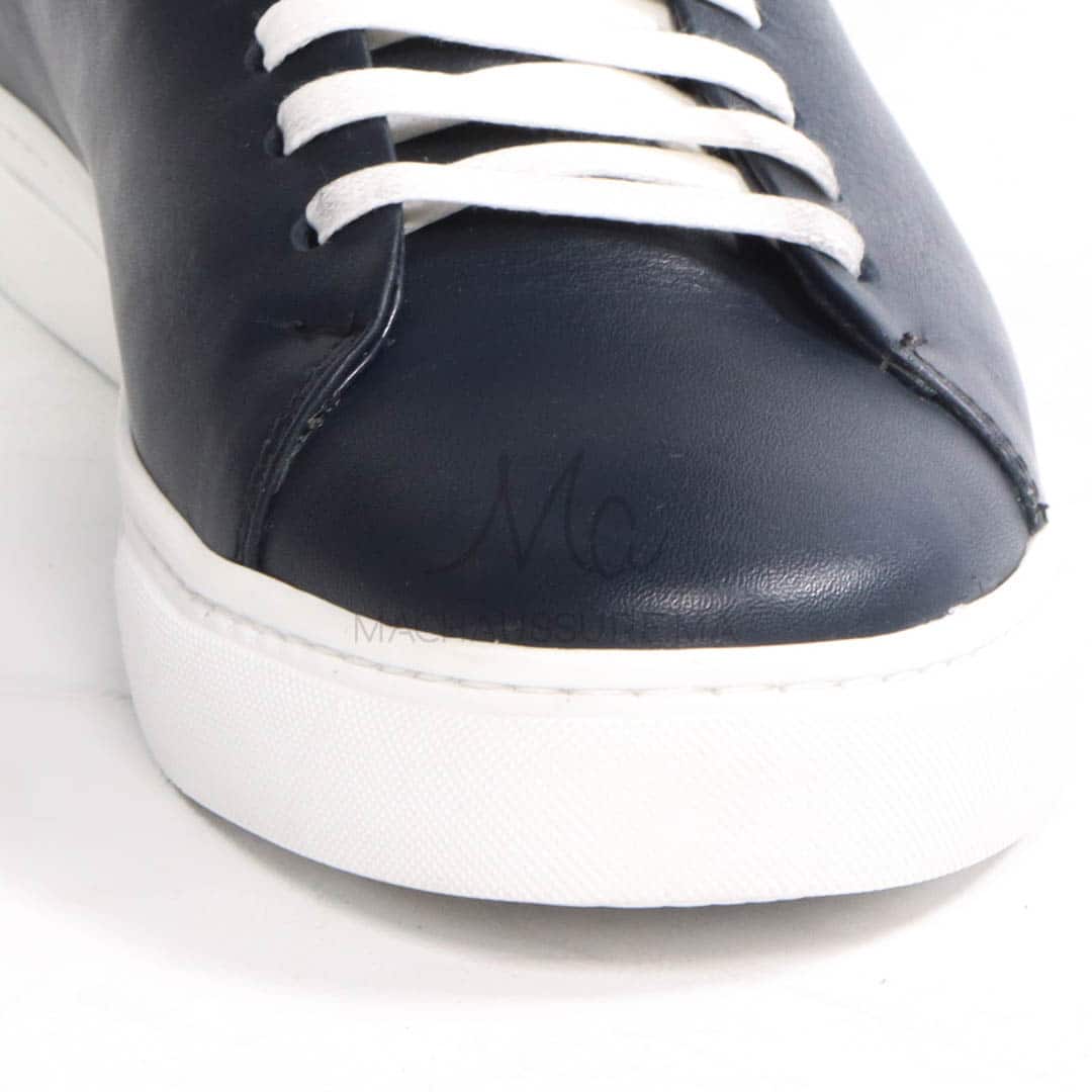 Lorenzo - Baskets Hommes 100% Cuir en Bleu.