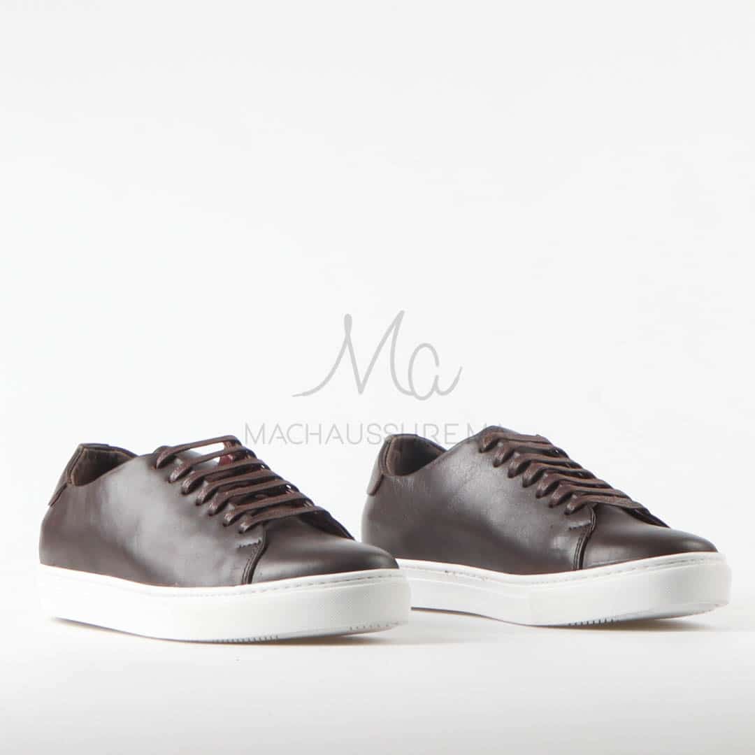 Lorenzo - Baskets Hommes 100% Cuir en Marron.