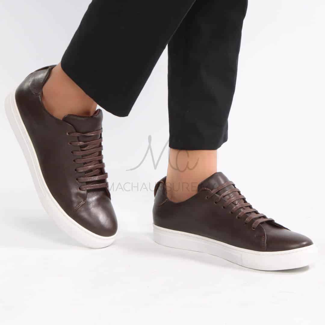 Lorenzo - Baskets Hommes 100% Cuir en Marron.