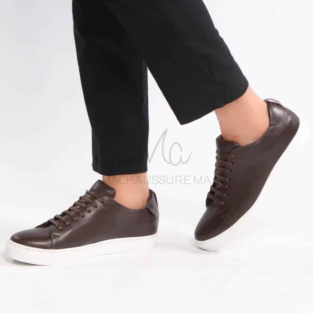Lorenzo - Baskets Hommes 100% Cuir en Marron.