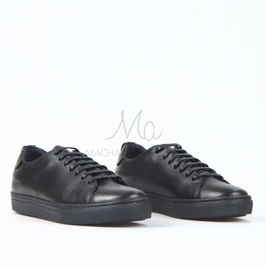 Lorenzo - Baskets Hommes 100% Cuir en Noir.