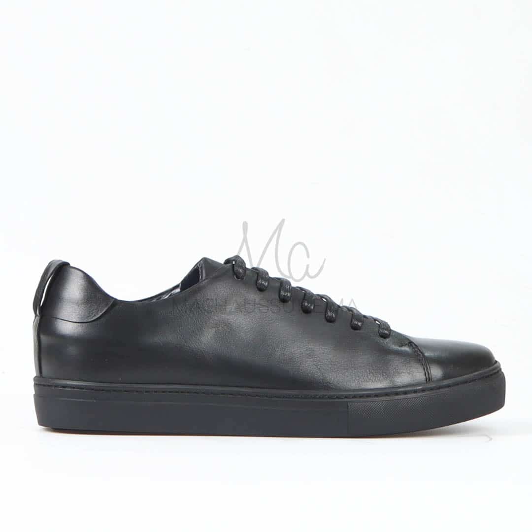 Lorenzo - Baskets Hommes 100% Cuir en Noir.