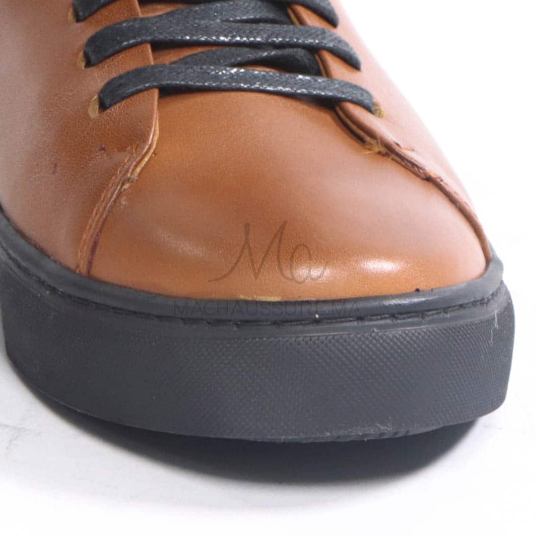 Lorenzo - Baskets Hommes 100% Cuir en Tabac.