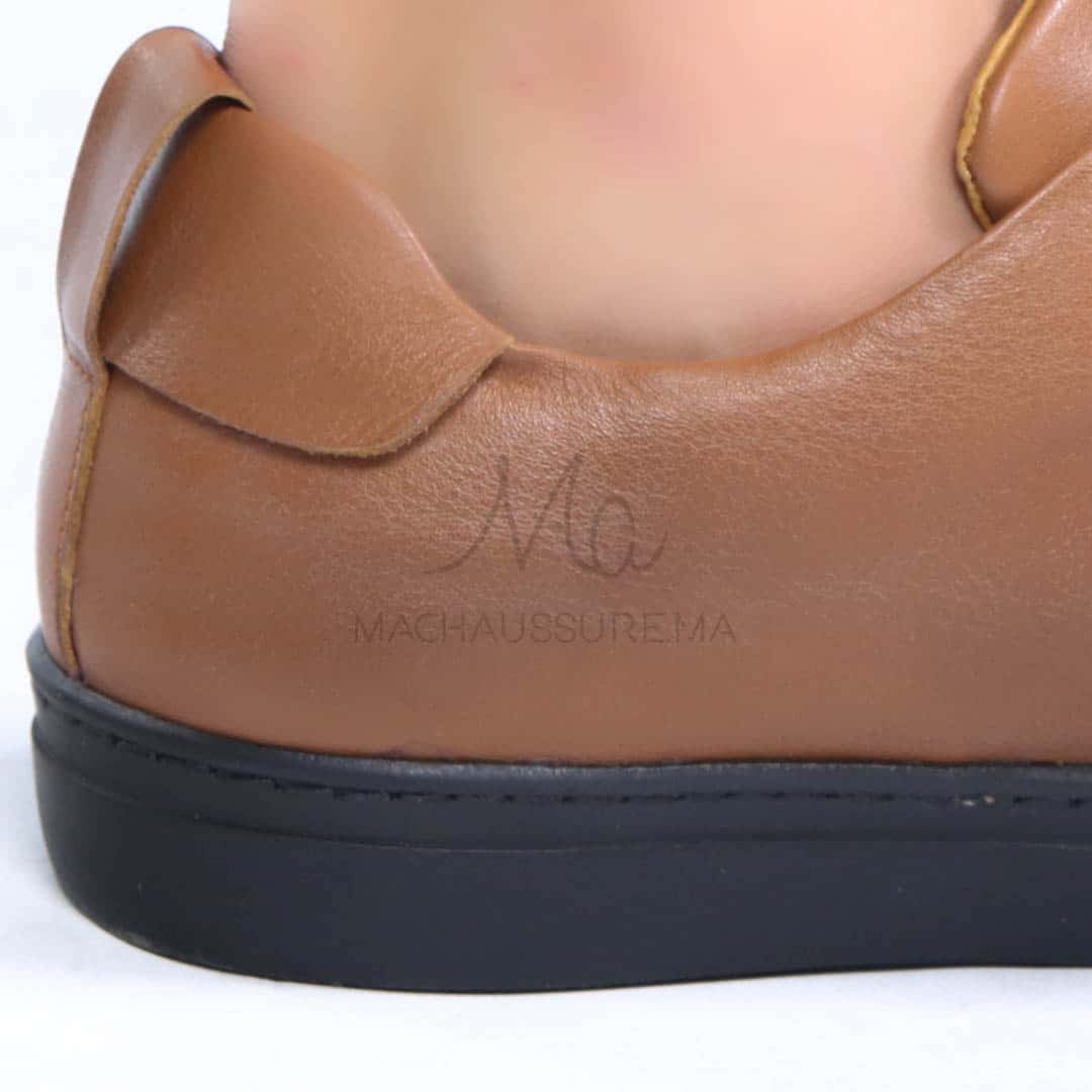 Lorenzo - Baskets Hommes 100% Cuir en Tabac.