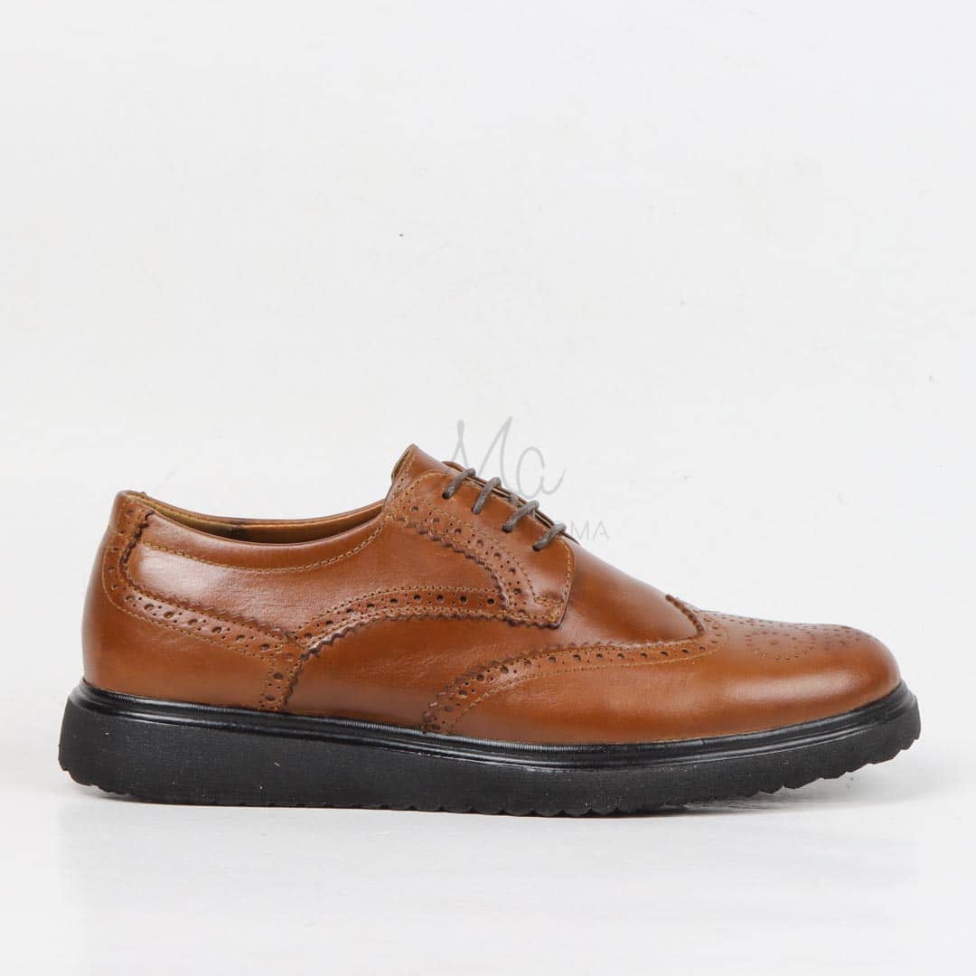 ERNEST – Chaussures de ville 100 % Cuir en Tabac.