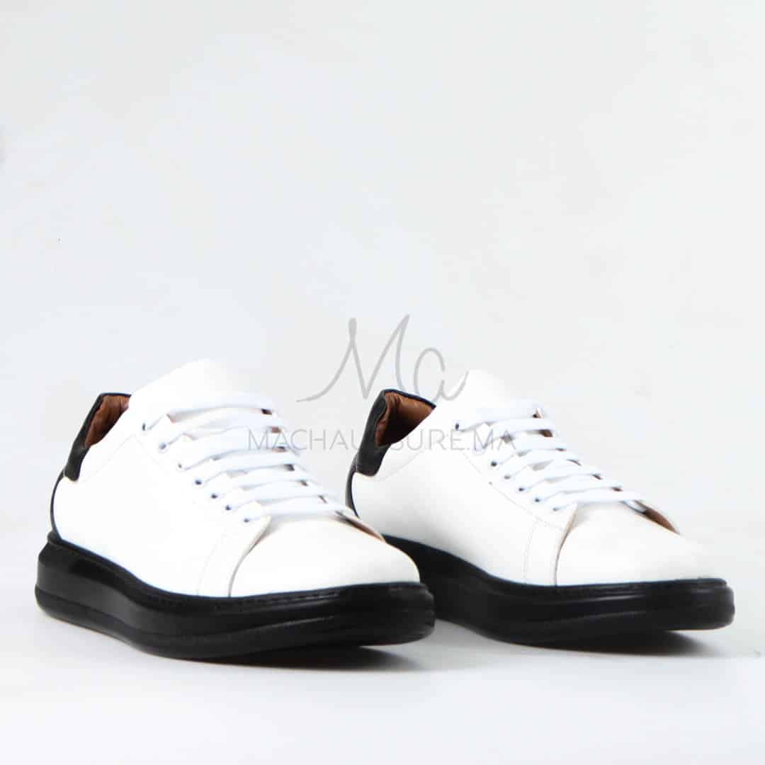 Matteo – Baskets Hommes Cuir en Blanc.