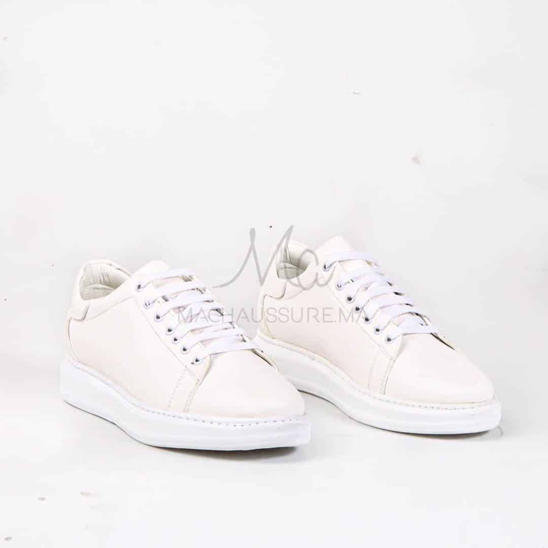 Matteo – Baskets Hommes Cuir en Blanc.