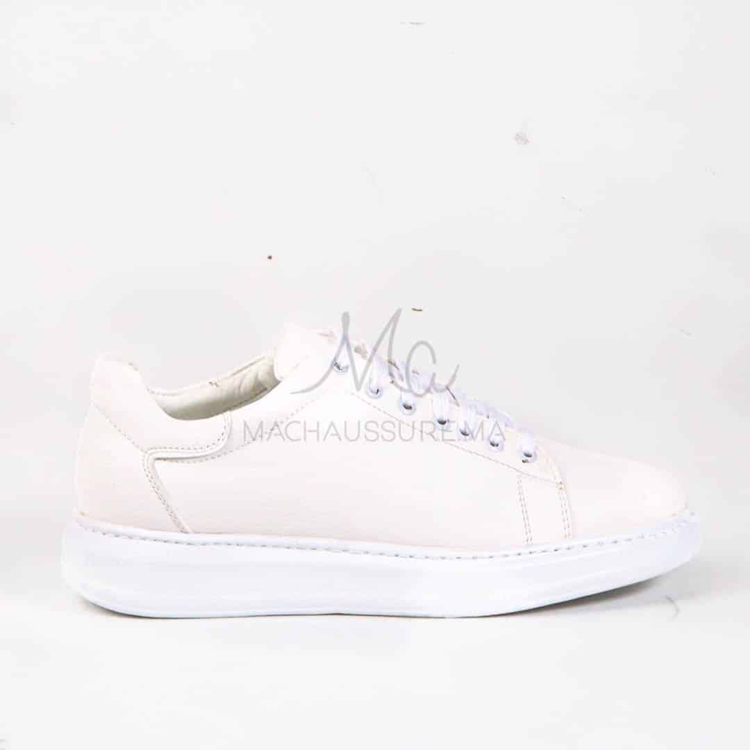 Matteo – Baskets Hommes Cuir en Blanc.