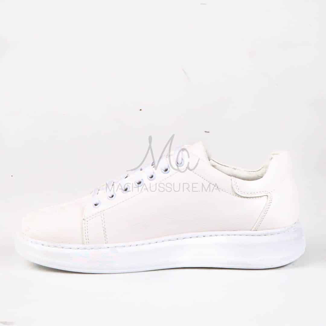 Matteo – Baskets Hommes Cuir en Blanc.