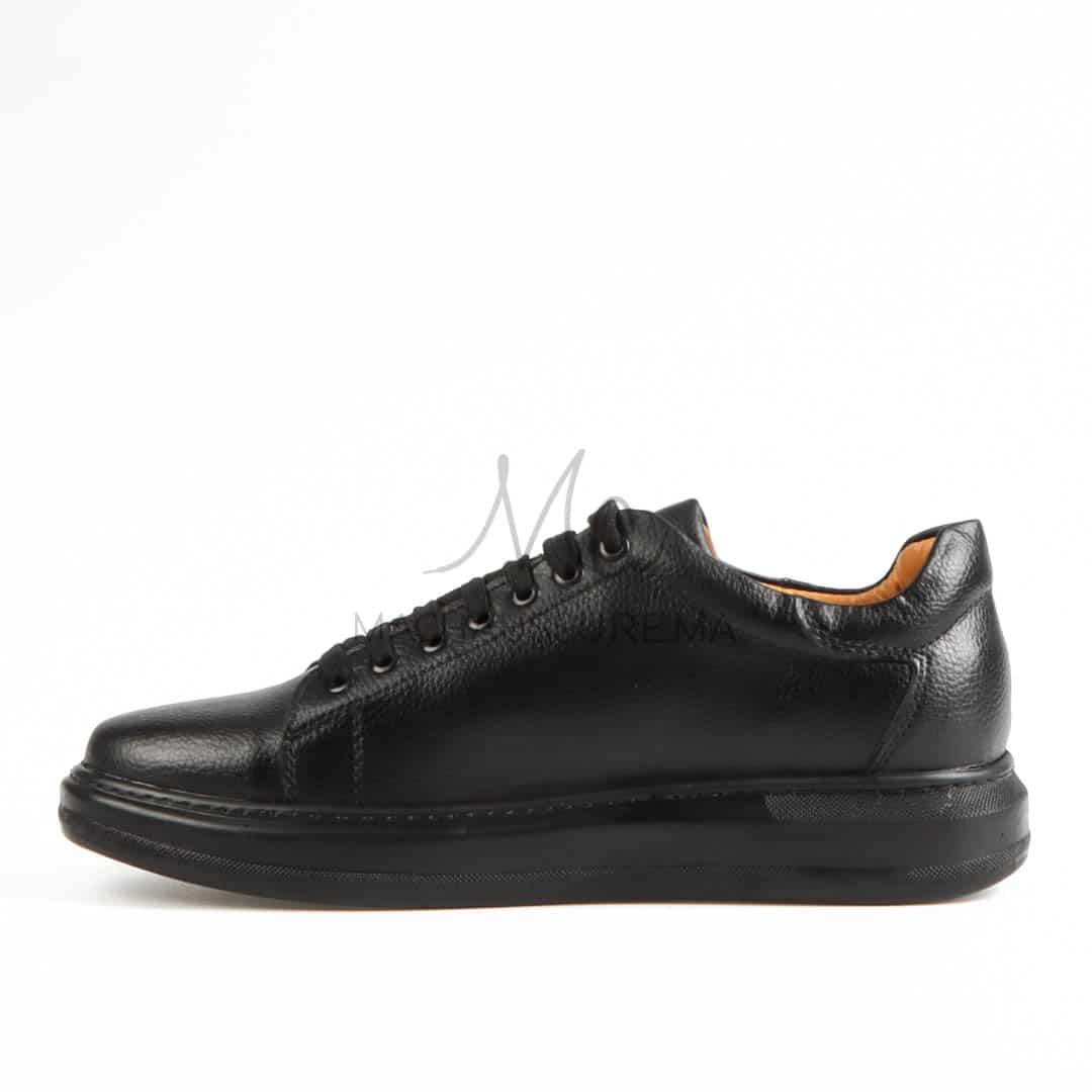 Matteo – Baskets Hommes Cuir en Noir.