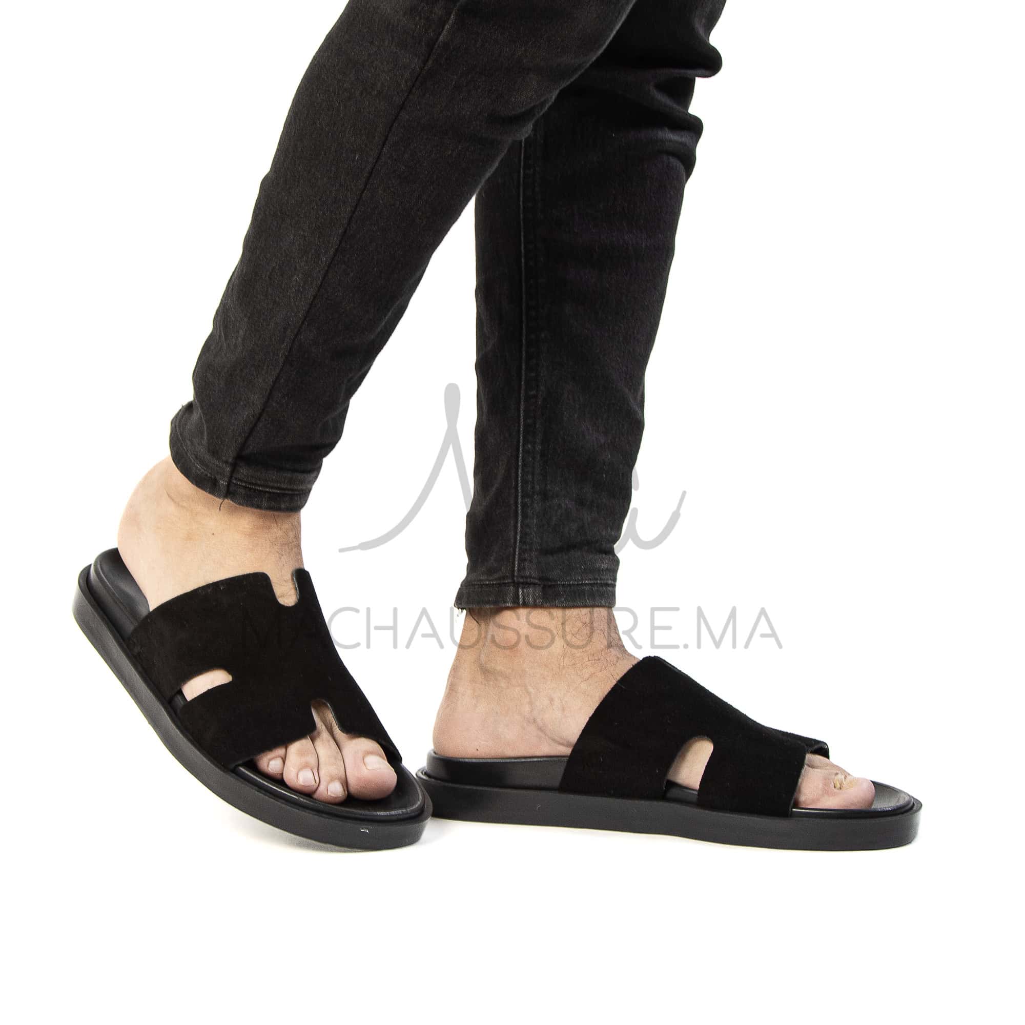 Abrid – Sandales Homme en Noir.