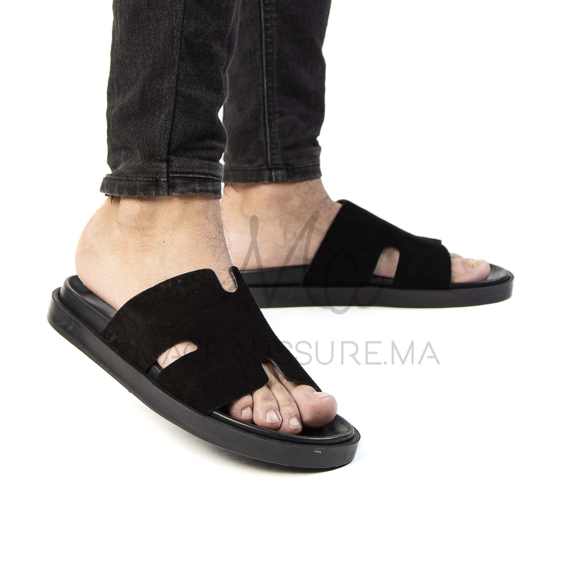 Abrid – Sandales Homme en Noir.