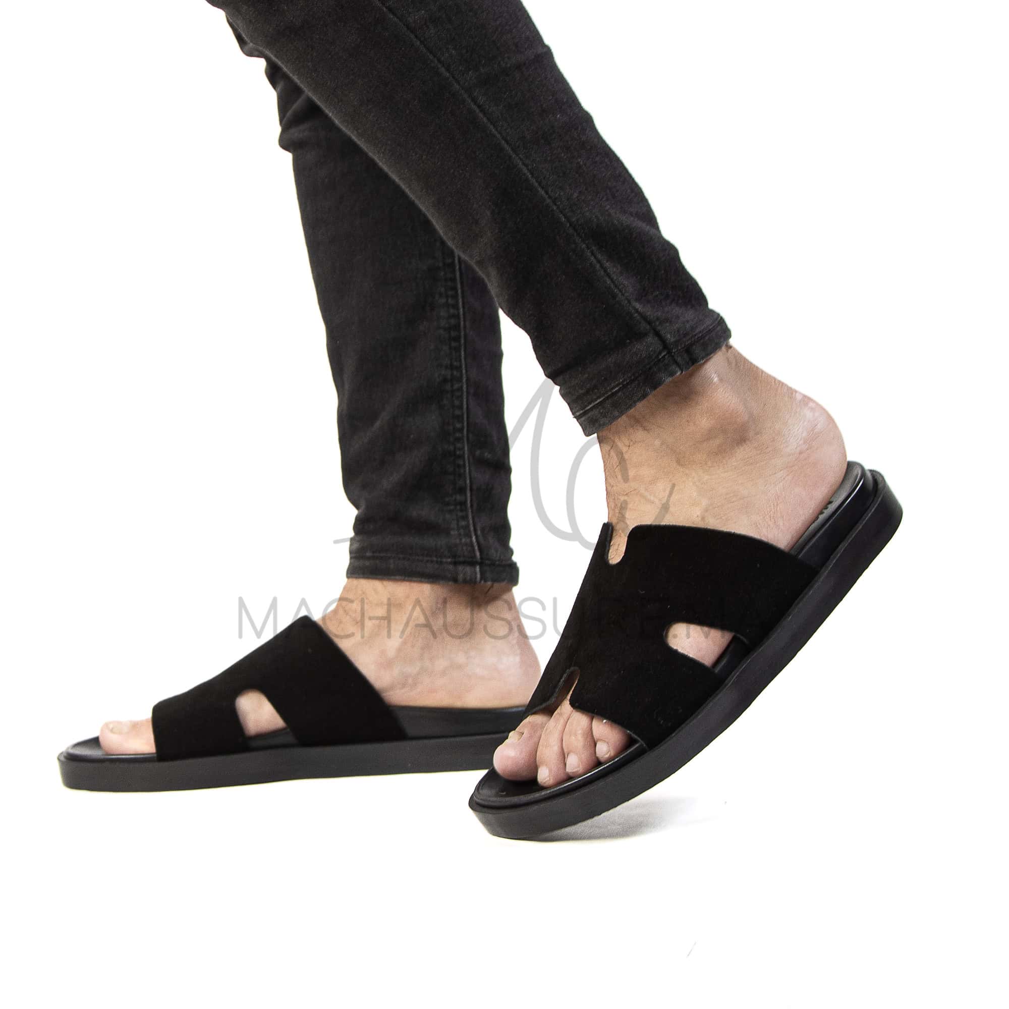 Abrid – Sandales Homme en Noir.
