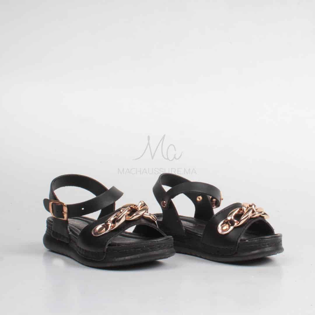 Sandales plates pour fille en Noir.