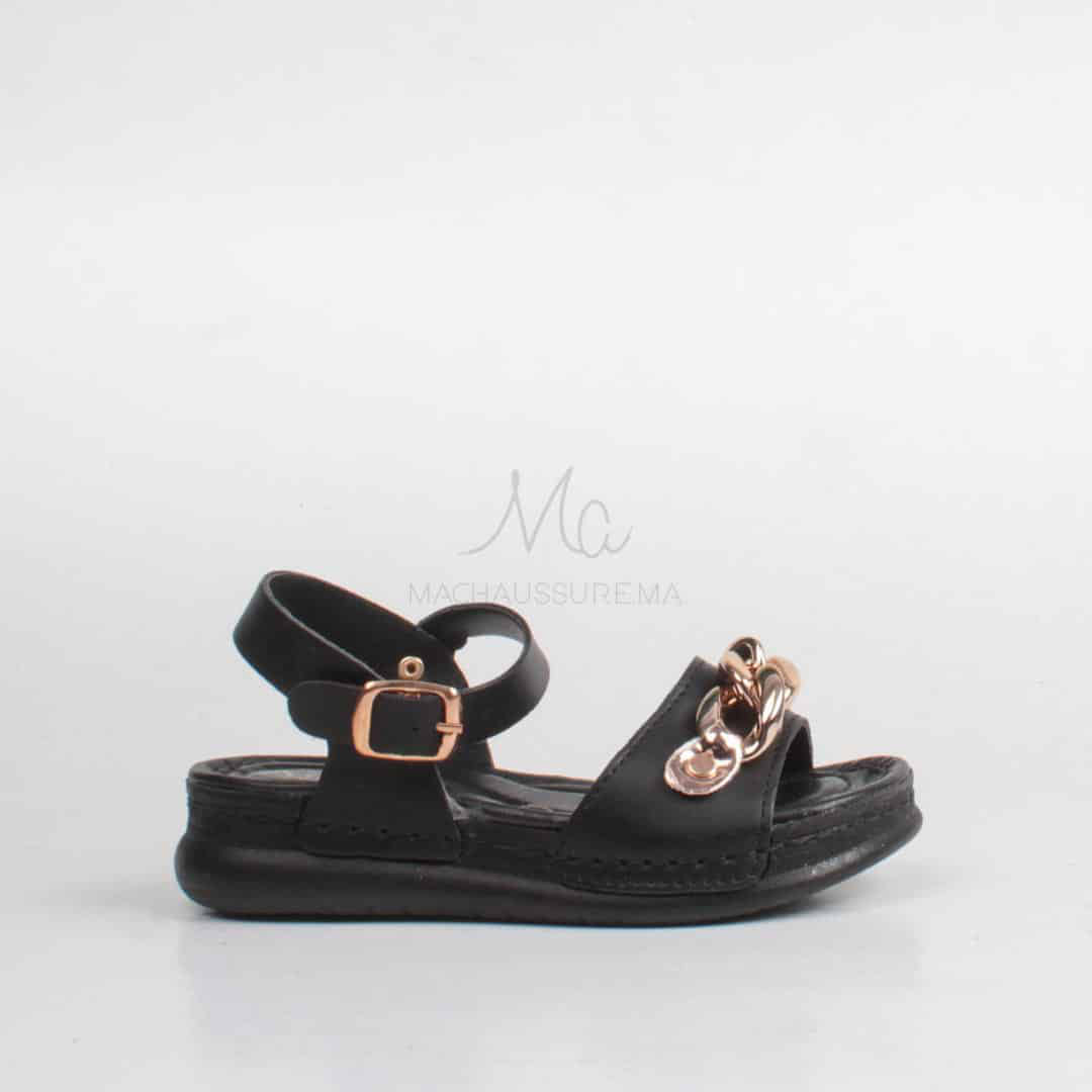 Sandales plates pour fille en Noir.