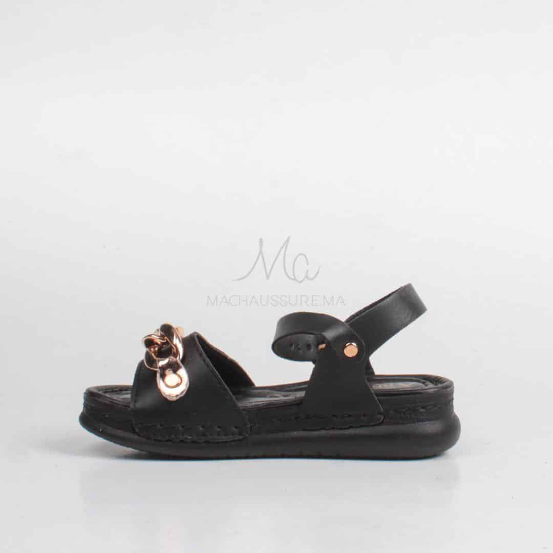 Sandales plates pour fille en Noir.
