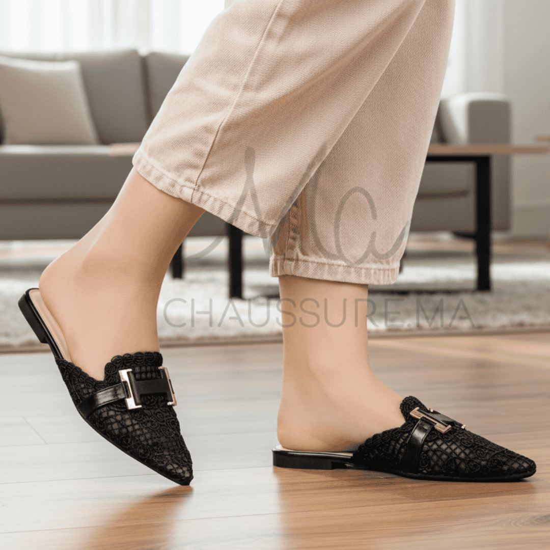 Janessa – Mules femmes en Noir.