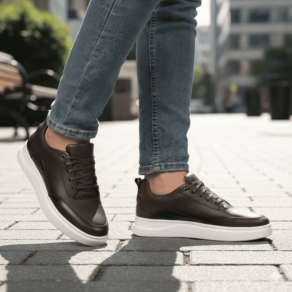 Move - Baskets basses Hommes 100% Cuir – Marron.